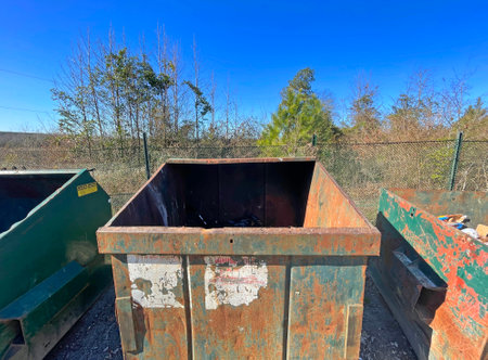 Burke County, Ga USA - 01 28 21: A rural county public waste trash dump for local residents contents...
