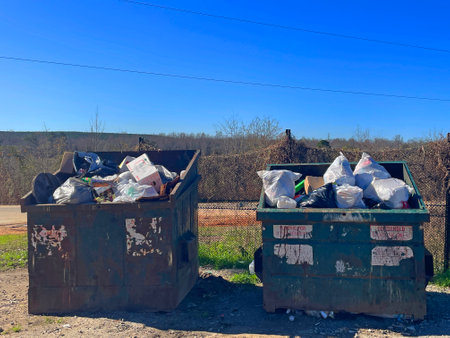 Burke County, Ga USA - 01 28 21: A rural county public waste trash dump for local residents over...
