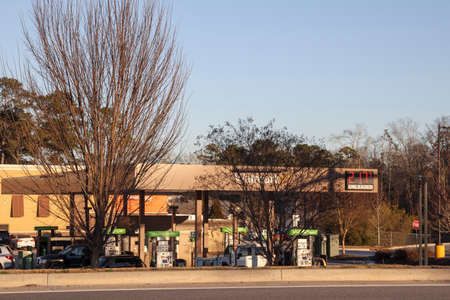 Columbia County, Ga USA - 01 30 21: Gas price at Walmart Neighborhood market gas station street view
