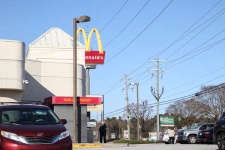 Augusta, Ga USA - 03 05 21: Wells Fargo Bank people waiting outside