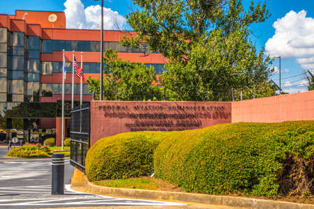 College Park, Ga / USA - 07 23 20: Federal Aviation Administration building entrance signのeditorial素材