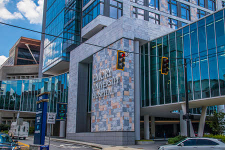 Atlanta, Ga / USA - 07 15 20: Emory sign on the side of a building