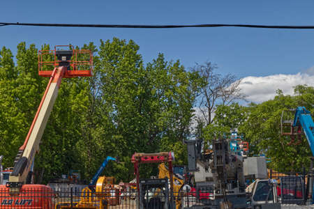 Augusta, Ga USA - 04 25 21:  Close up Industrial Construction rental equipment retail store lot -...