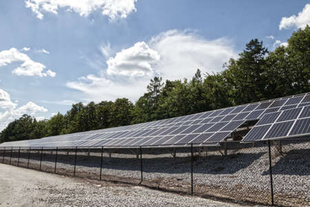 Rows of Solar panels behind a fence in Georgia