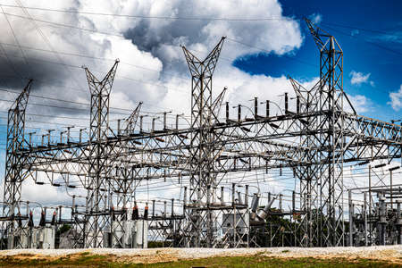 A large power station in rural Georgia beautiful blue sky and clouds