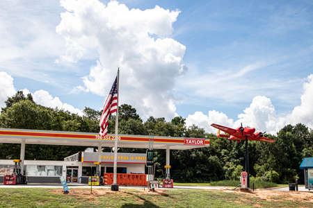 Waynesboro, Ga USA - 07 01 21: New gas station with a Coke Airplane on a pole Hwy 25