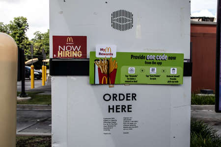 Waynesboro, Ga USA - 07 01 21: McDonalds drive thru speaker box