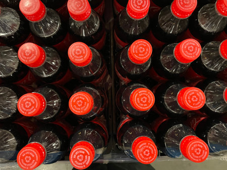 Martinez, Ga USA - 11 30 21: Coke Top view of soda pop in a boxのeditorial素材