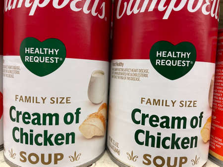 Columbia County, Ga USA - 12 01 21: Campbells canned on a store shelf