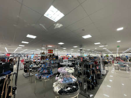 Evans, Ga USA - 12 03 21: Belk retail store interior holiday decor