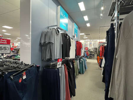 Evans, Ga USA - 12 03 21: Belk retail store interior holiday decor