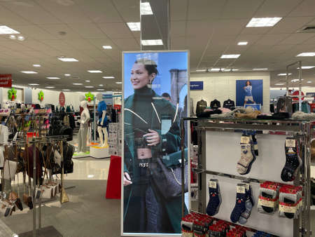 Evans, Ga USA - 12 03 21: Belk retail store interior holiday decor
