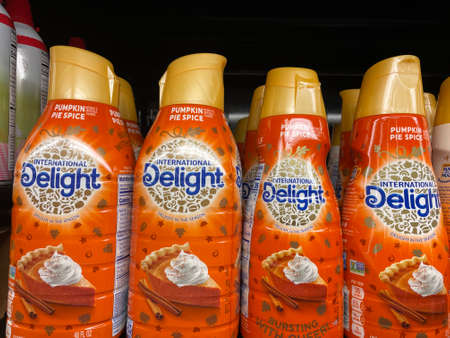 Grovetown, Ga USA - 11 13 21: International Delight coffee creamer in dairy areaのeditorial素材