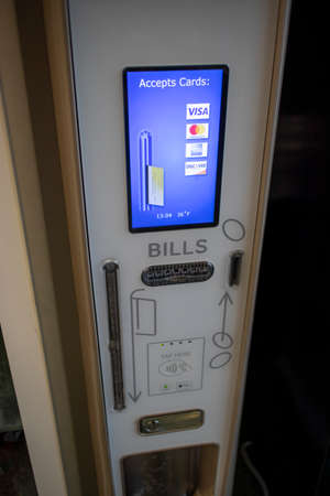 Columbia County, Ga USA - 08 20 21: Columbia County public library interior vending machine in lobby...