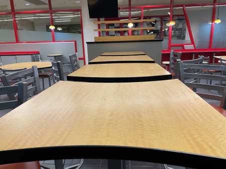 Augusta, Ga USA - 12 13 21: Childrens Hospital interior looking down dining tablesのeditorial素材