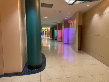Augusta, Ga USA - 12 13 21: Childrens Hospital of Georgia interior distant hall and colorful lightsのeditorial素材