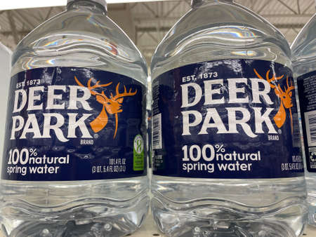 Grovetown, Ga USA - 05 10 22: Retail store flavored water Deer Park 3 liter close up