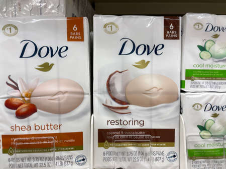 Grovetown, Ga USA - 05 28 22: Retail store bath soap bars Dove barsのeditorial素材