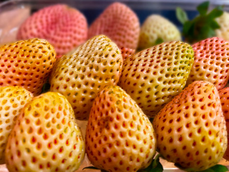 Grovetown, Ga USA - 05 10 22: Retail store produce Pineberries Pine Berry White strawberriesの写真素材
