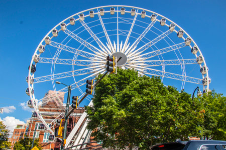 Atlanta, Ga USA - 05 30 20: View of the Ferris wheel downtown Atlanta close upのeditorial素材