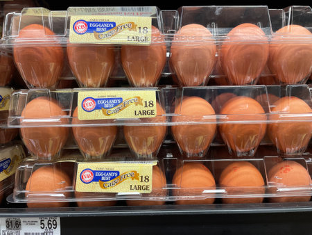 Grovetown, Ga USA - 06 14 22: Retail store Eggs Egglands Best cage free and priceのeditorial素材