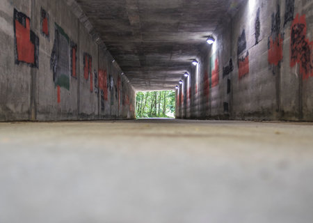 Dallas, Ga USA - 06 11 20: Silver comet paved trail ground view in tunnelのeditorial素材