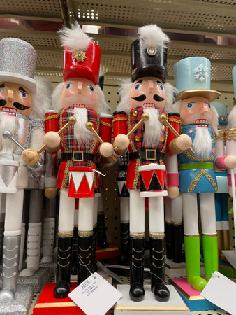 Christmas holiday Nutcracker decor red and white and green manの写真素材