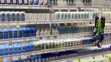 Grovetown, Ga USA - 05 13 22: Kroger grocery store female deodorant section close upのeditorial素材
