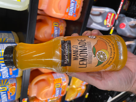 Grovetown, Ga USA - 09 30 23: Walmart grocery store Marketside Mango lemonadeのeditorial素材