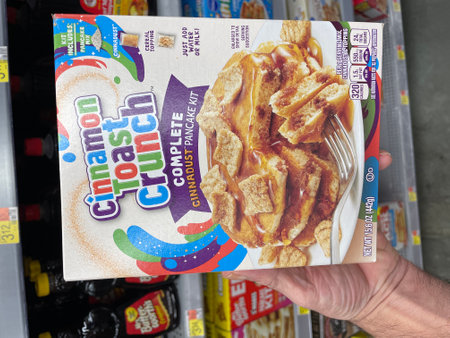 Grovetown, Ga USA - 09 30 23: Walmart grocery store Cinnamon toast crunch pancake mixのeditorial素材