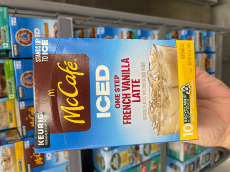 Grovetown, Ga USA - 09 30 23: McCafe Iced french vanilla latte k cups