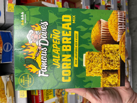 Grovetown, Ga USA - 10 25 23: Walmart grocery store Famous Daves jalapeno corn muffin mix