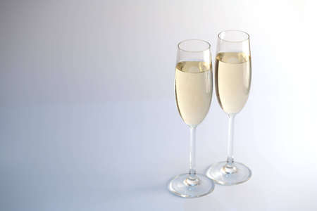 two glasses of champagneの写真素材