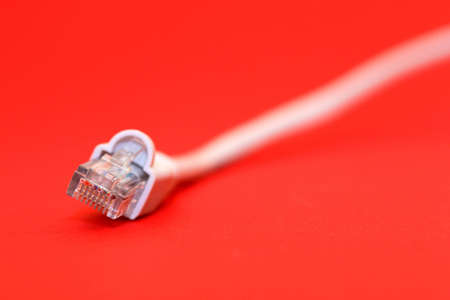 A network cable and a red backgroundの写真素材