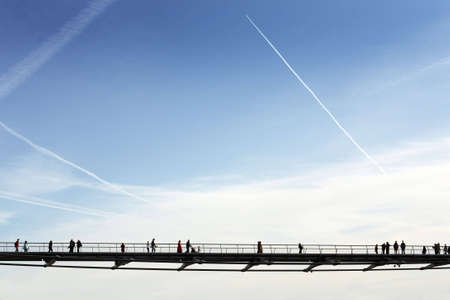 A bridge and some peopleの写真素材