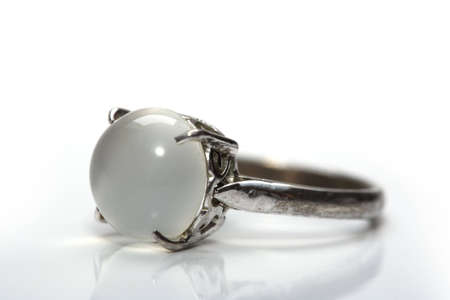 A ring with a white pearlの写真素材
