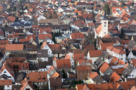 A small city with a churchの写真素材