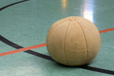 a green floor in a gymnasiumの写真素材