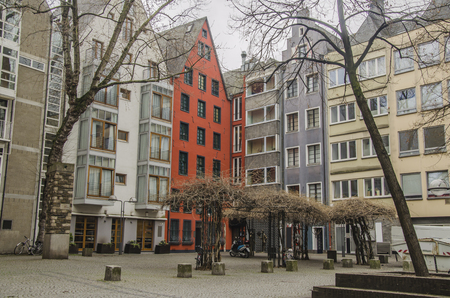 city of cologne a space of peace in the center of the city multicolored buildings surround an inner squareの写真素材