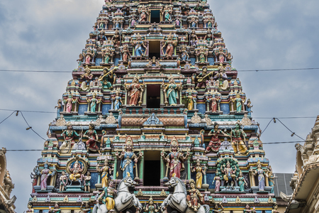 tower of Sri Mahamariammam Temple in the center of kuala lumpur malaysiaの写真素材