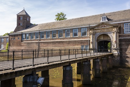 Entrance bridge and main door of the old and historic castle of Breda. holland netherlandsのeditorial素材