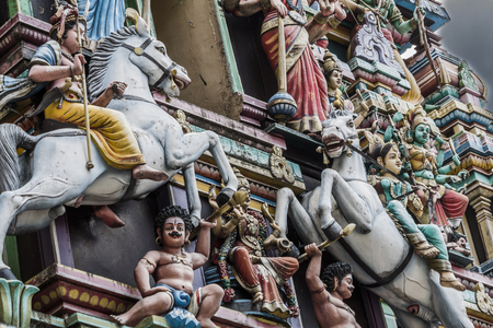 tower of Sri Mahamariammam Temple in the center of kuala lumpur malaysiaの写真素材