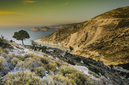 Landscape of Kefalonia island with the Tyrrhenian sea in the background. Kefalonia Greeceの写真素材