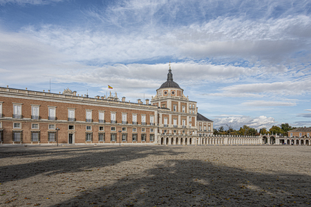 Panoramic view of the main square of the Royal Site of Aranjuez. Madrid Spainのeditorial素材