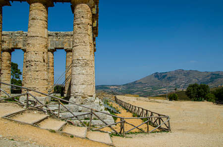 Doric Greek temple from the 5th century BC, in the surroundings of the ancient city of Segesta in...
