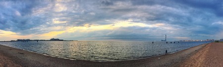 Beautiful panorama view of the coast during sunsetの写真素材