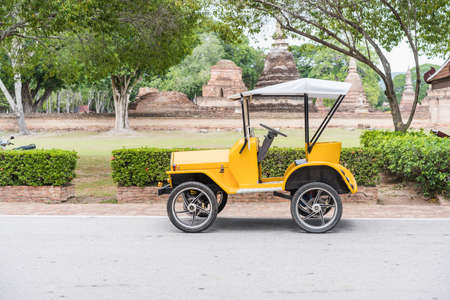 Sukhothai, Thailand-October 20, 2020: Old style car use as shuttle vehicles for tourists for the...