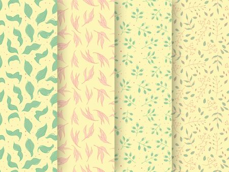 Floral yellow green pattern setのイラスト素材