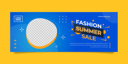 Fashion sale banner promotional template with photo clip in vector illustrationのイラスト素材