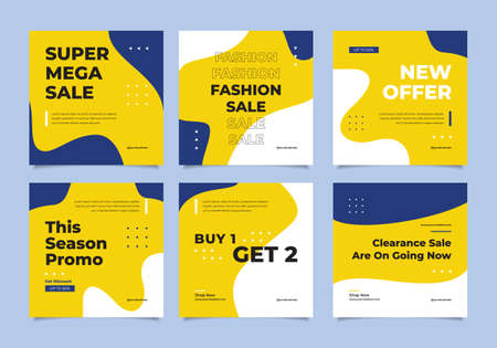 Abstract organic shape social media fashion post templateのイラスト素材